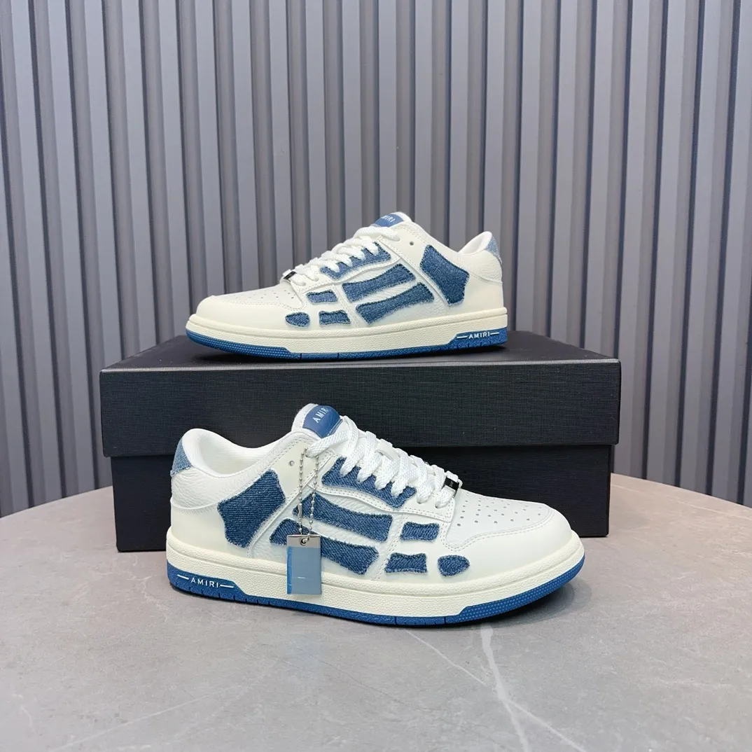 Men's men's shoes 💰600 AMIRI high street sneakers with bone sports shoes, toe layer cowhide upper, upper side bones, hand-stitched, good three-dimensional effect, customized metal LOGO, size 38-45 46